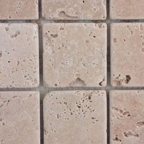 Mozaic Travertin Clasic Crem/Bej Tumbled Nechituit 4.8x4.8x1 cm